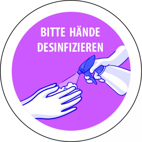 Corona Aufkleber Hände desinfizieren